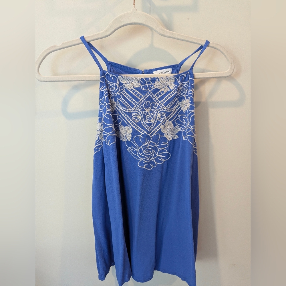 Eyeshadow Blue Floral Embroidered Camisole